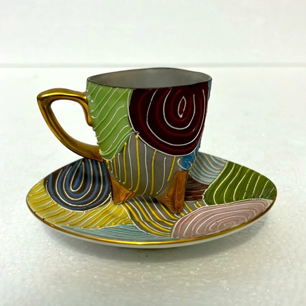 Vintage 1950s Lenwile Ardalt Moriage teacup and saucer set. - Picture 3 of 11